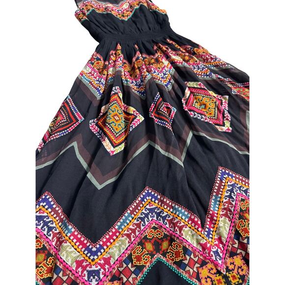 Tanvi Kedia Floral Sleeveless Embroidered‎ Multicolor Midi Dress Black Size 2 - Picture 8 of 13